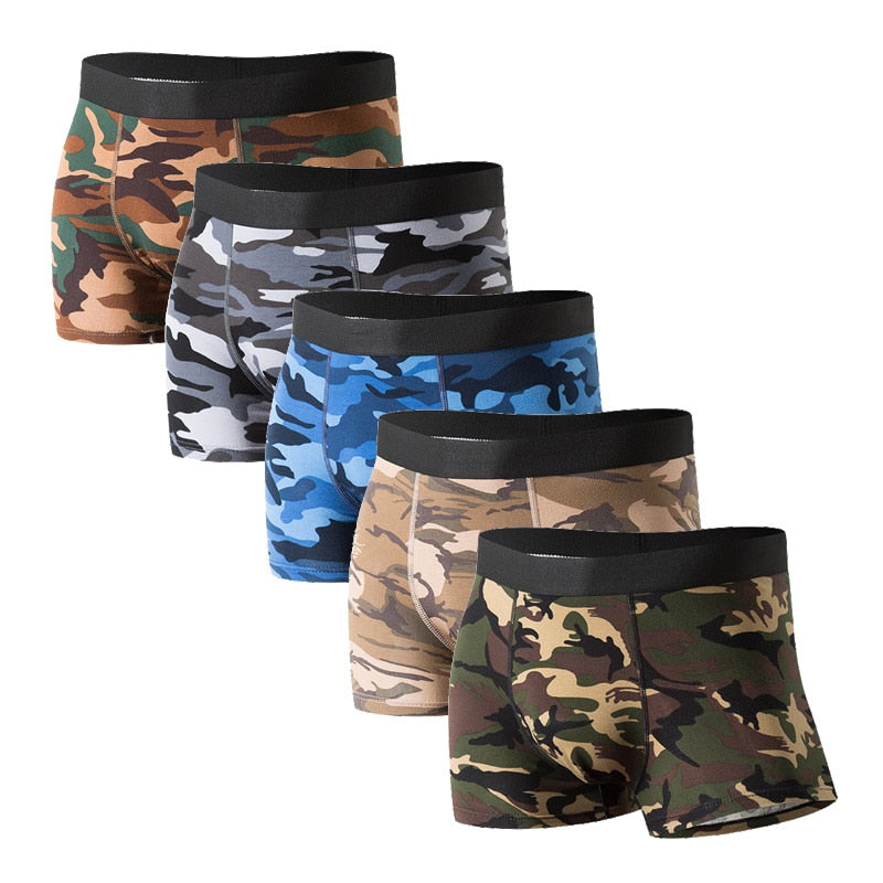 5PCS/ lot Boxer Homme Men Underwear Boxer Man UnderWear Shorts Men Panties Underpants Breathable Camouflage Comfort Cotton