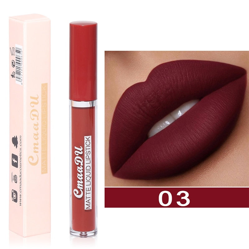 9Colors Matte Liquid Lipsticks Waterproof Ultra Velvet Lip Stick Pigment Sexy Red Nude Long Lasting Lip Gloss Makeup