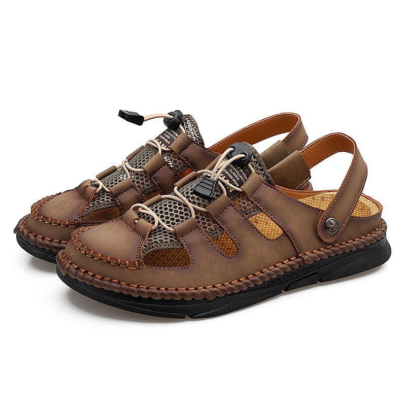 Fashion Men&#39;s Sandals Summer Genuine Leather Men Beach Sandals Comfortable Men Gladiator Sandals Simple Design Mens Style Shoes