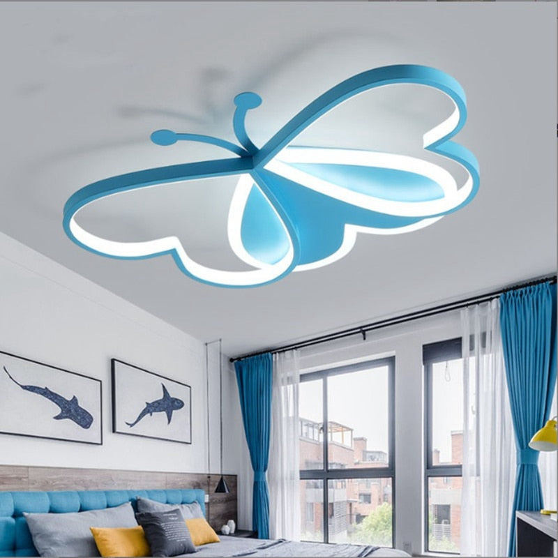 Creative Children&#39;s Bedroom Ceiling Lamp Beautiful Butterfly Daughter Room Smart Chandelier LED Interior Decoration Lamps