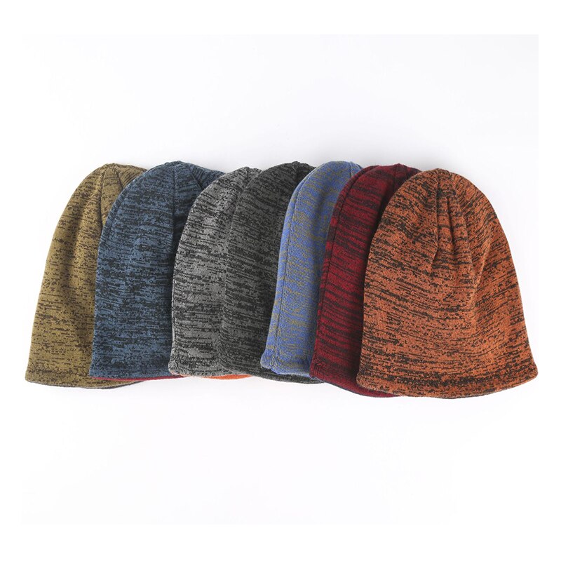 Men&#39;s trendy warm ski beanie hat women&#39;s new outdoor fashion double-sided wearable thick autumn and winter knitted pullover hat