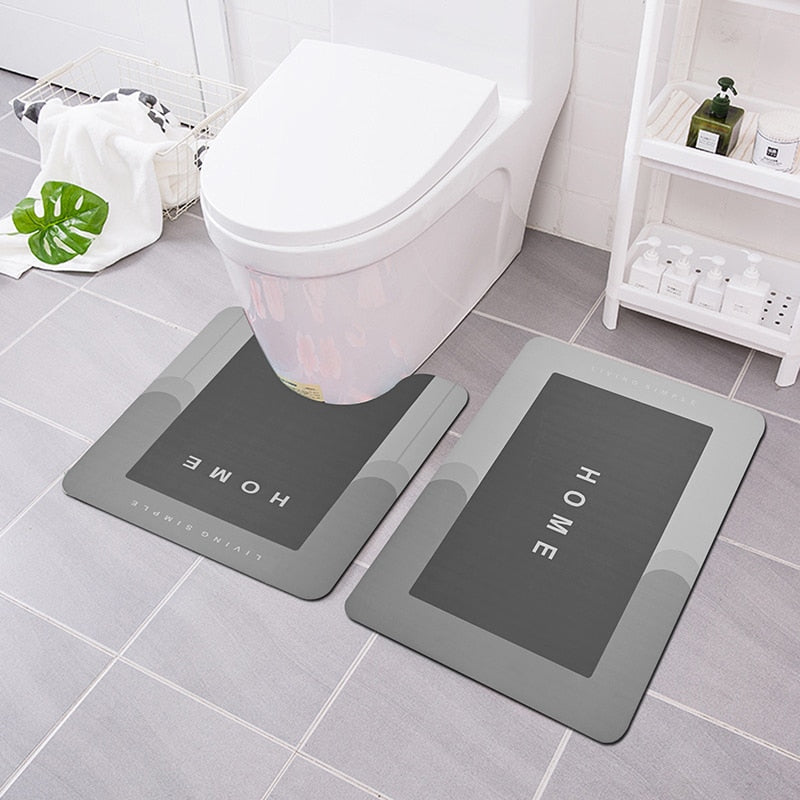 2pcs/Set Bathroom Mat Set Nappa Toilet Mat Non-slip Bath Rug Water Absorbent Entrance Doormat Shower Floor Carpet felpudo