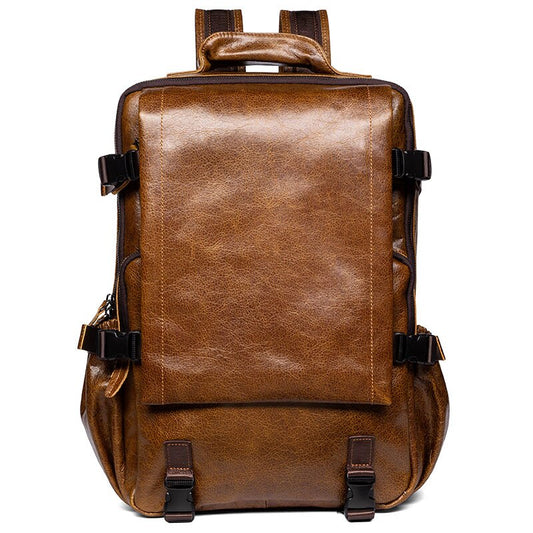 ZRCX Travel Genuine Leather Backpack Male Retro Handmade First Layer Leather Backpack Casual Business Computer Bag  School Bag