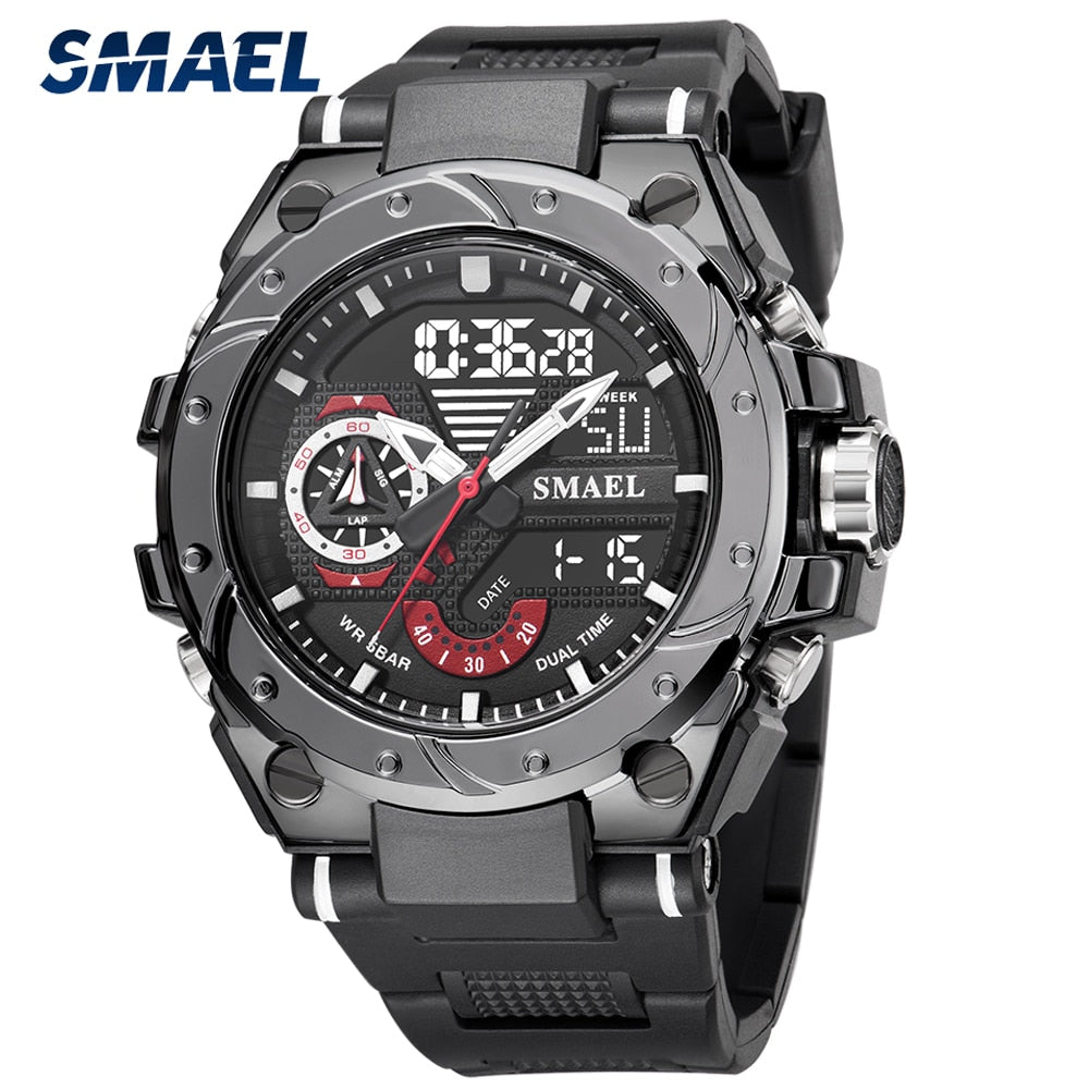 SMAEL Top Brand New Men Military Watch Sport Waterproof Dual Display Clock Male LED Quartz Digital Wrist Watch Relogio Masculino