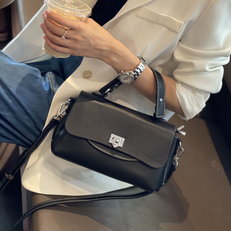 Genuine Leather Women&#39;s Bags New Fashion Ladies Casual Handbags Soft Cow Leather Versatile One Shoulder Messenger Bag Quality