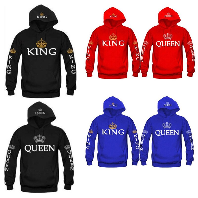 2021 Women Men Hoodies Pullovers Tracksuits King Queen Printed Sweatshirt Lovers Couples Hoodie Hooded Sweatshirt