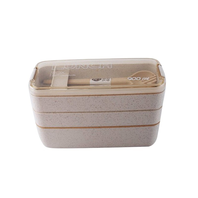 Kitchen Microwave Lunch Box Wheat Straw Healthy Material 3 Layer Japanese Bento Box Food Container Kids School Office Dinnerware