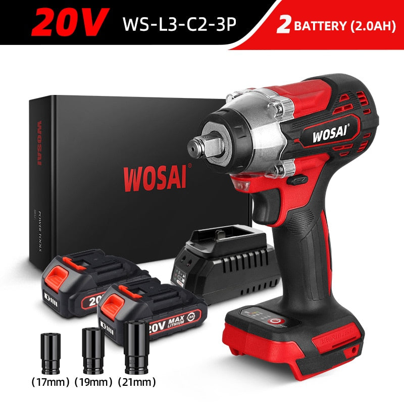 WOSAI MT-Series 340N.m Electric Impact Wrench 20V Brushless Wrench Socket Li-ion Battery Hand Drill Installation Power Tools