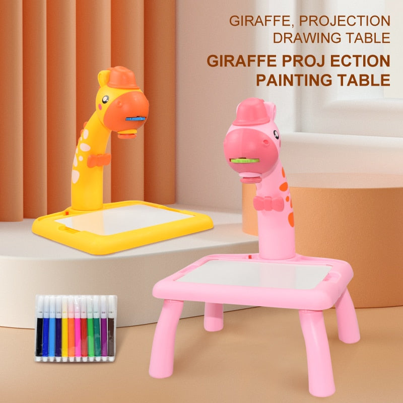 Children Mini Led Art Drawing Table Toy Set Projector Painting for Kid Small Drawing Board Desk Educational Toys Gifts