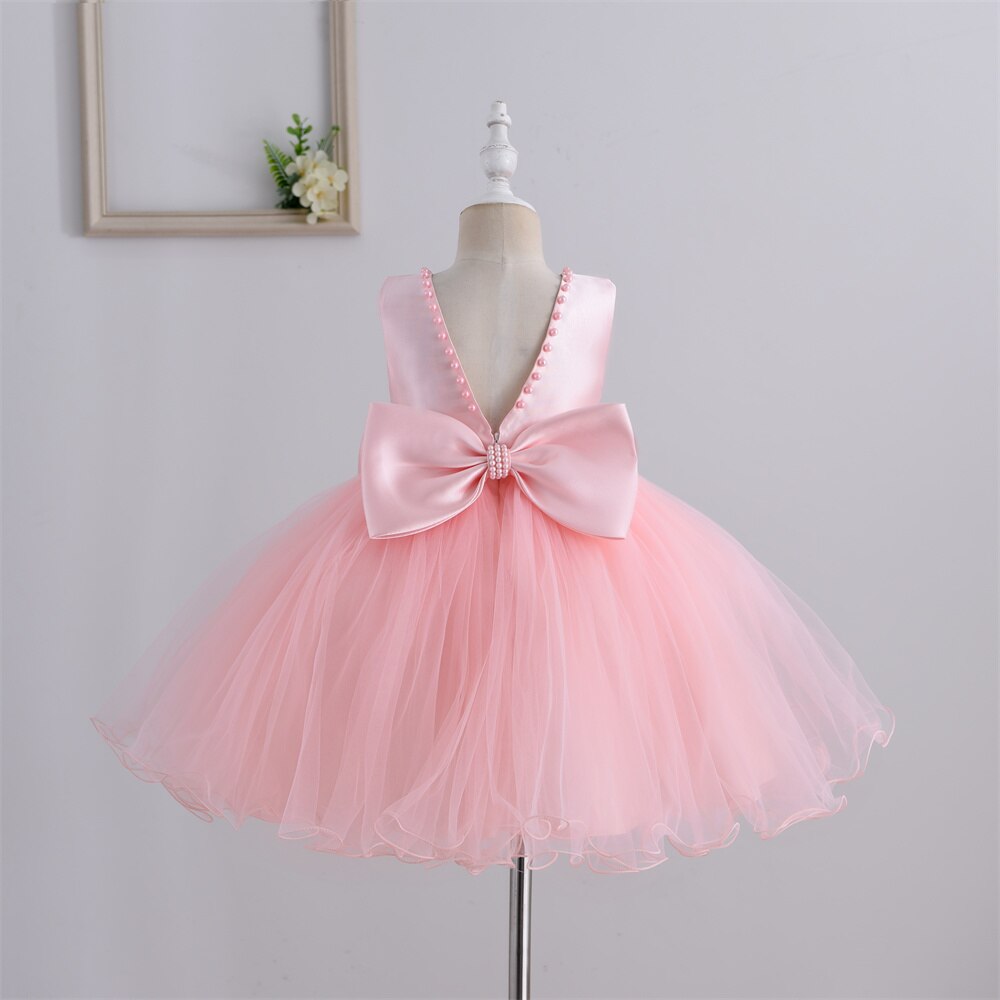 Yoliyolei Girl Dresses Costume Clothes Flower Girl Party Birthday Ball Gown Baby Kids Toddler Children Vestido with two Bowknot