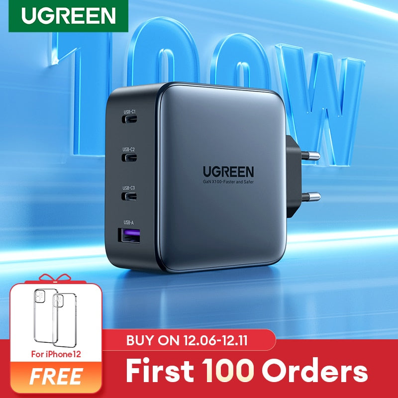 UGREEN USB Charger 100W GaN Charger for Macbook tablet Fast Charging for iPhone Xiaomi USB Type C PD Charge for iPhone 14 13 12