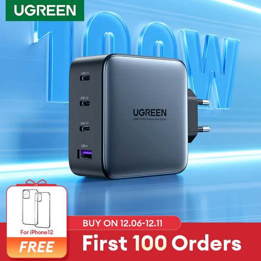 UGREEN USB Charger 100W GaN Charger for Macbook tablet Fast Charging for iPhone Xiaomi USB Type C PD Charge for iPhone 14 13 12