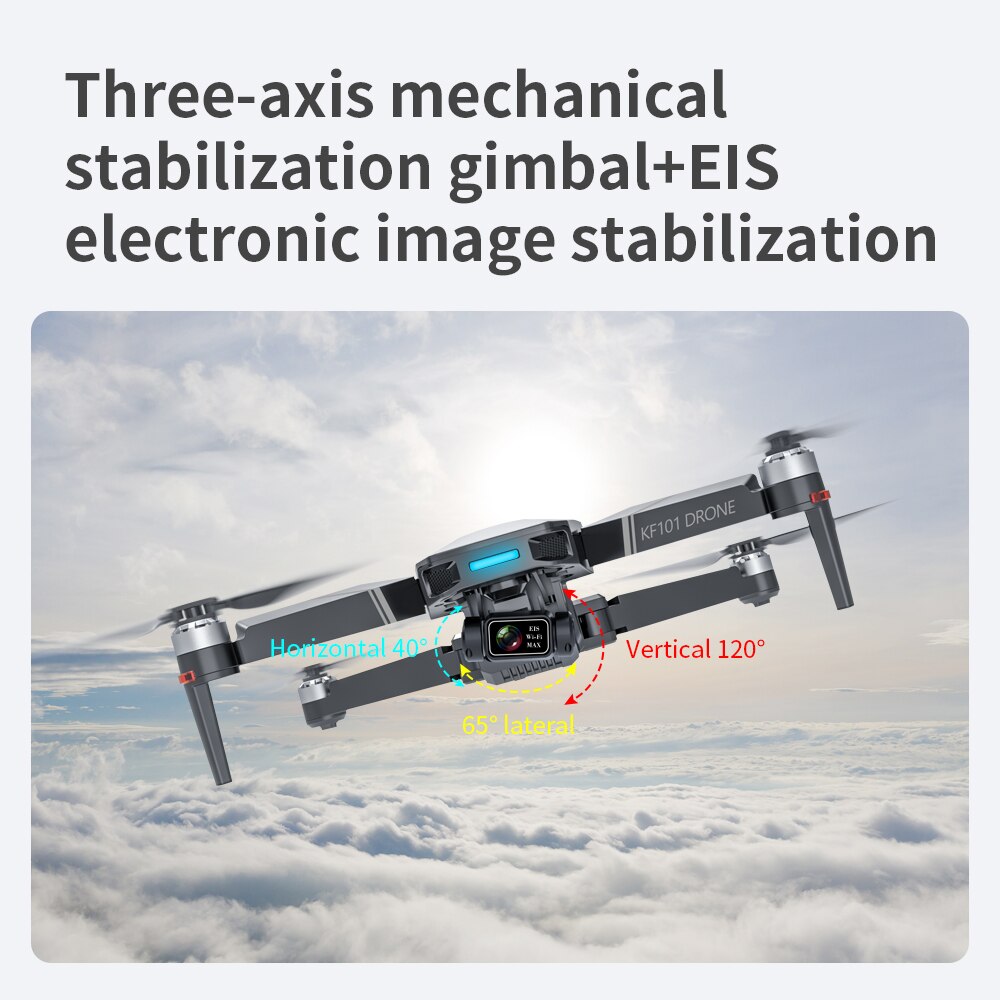HGIYI KF101 Max Drone 4K Professional 5G WIFI Dron HD EIS Camera Anti-Shake 3-Axis Gimbal Brushless Motor RC Foldable Quadcopter
