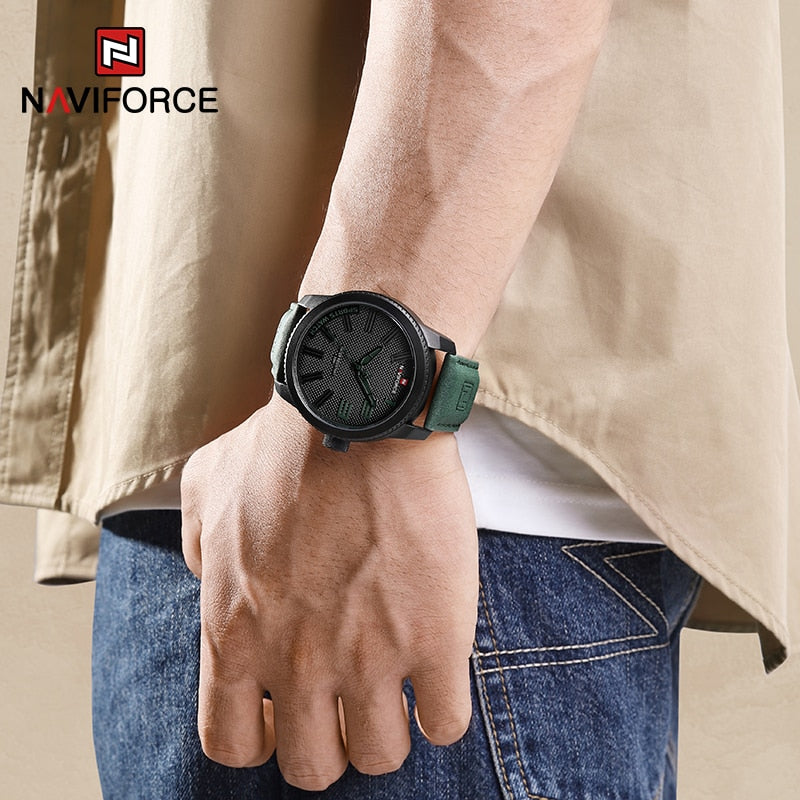 NAVIFORCE Popular Male Wristwatch Military Sports Shockproof Waterproof Leather Watch Men Fashion Casual Clock Relogio Masculino