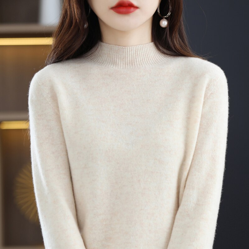 Winter 2023 Top Women Line Ready-to-wear Half Turtleneck Free Shipping South Korean Fashion Pullover Winter Lady