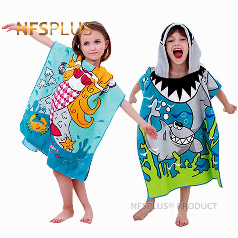 Baby Hooded Bath Towel Poncho Children Kids Bathrobe Towels Bath Robe Quick Dry Absorbent Microfiber Travel Sports Beach Towel