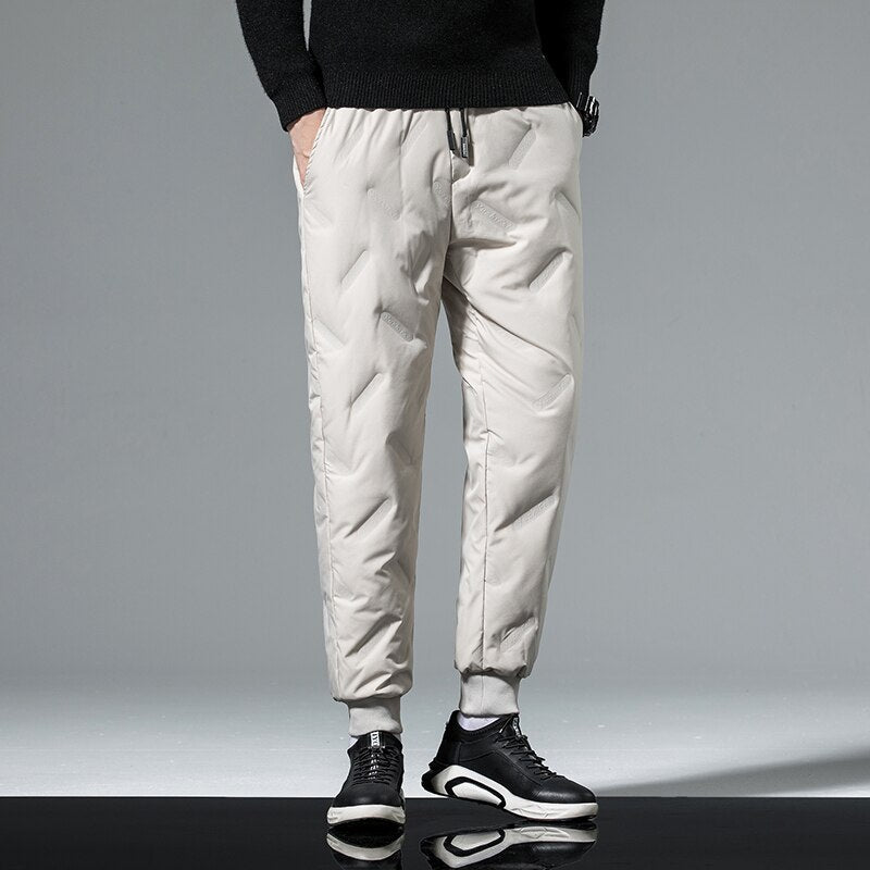 Fashion Down Pants Men 2022 Autumn Winter Thicken Warm Korean Whict Duck Down Trousers Drawstring Elastic Waist Hip Hop Pants