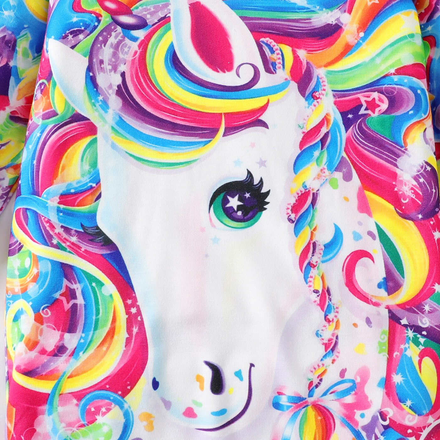 PatPat Kid Girl Unicorn Rainbow Print Long-sleeve Hooded Sweatshirt Dress