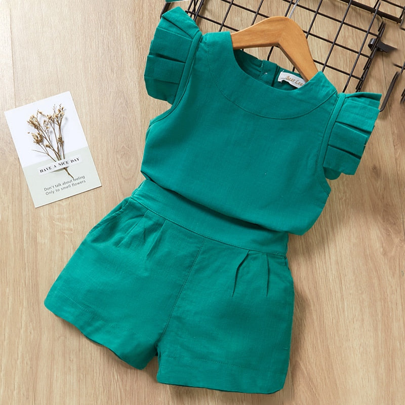 Kids Girls Clothing Sets Summer New Style Brand  Baby Girls Clothes short Sleeve T-Shirt+Pant Dress 2Pcs Children Clothes Suits