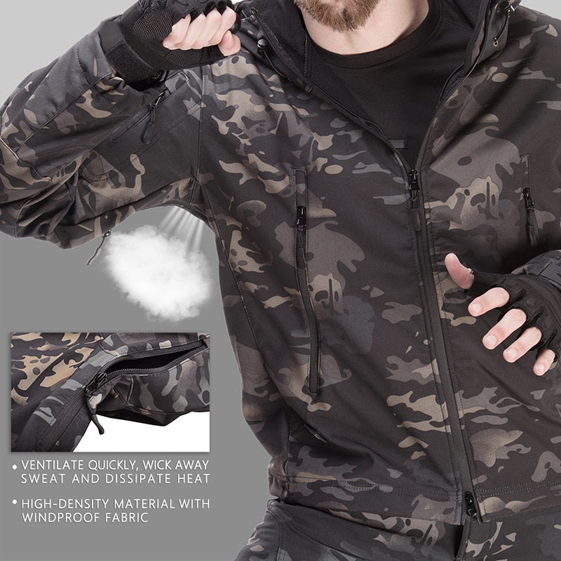 Army Clothing Men&#39;s Military Fleece Jacket Safari Airsoft Tactical Men Clothing MulticamTracksuits Camouflage Windbreakers 5XL