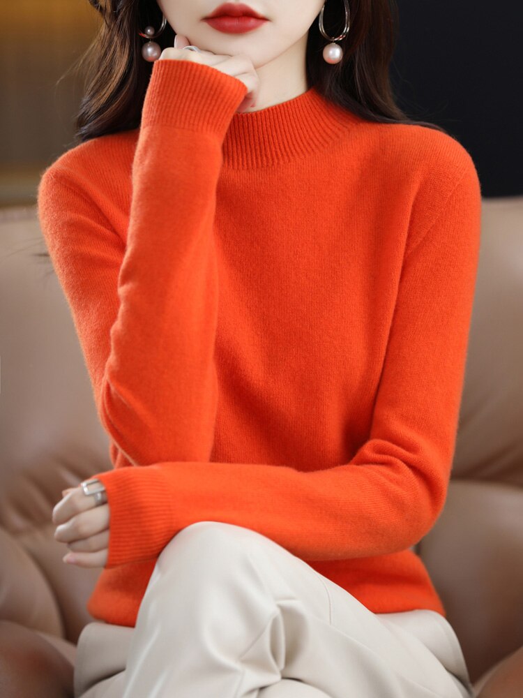 Winter 2023 Top Women Line Ready-to-wear Half Turtleneck Free Shipping South Korean Fashion Pullover Winter Lady