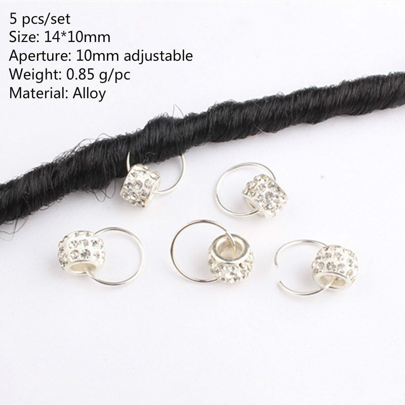 5-50pcs/bag Silver Metal Hair Rings Braid Dreadlocks Bead Hair Cuffs Dread Tube Charm Dreadlock Hair Accessories Extension