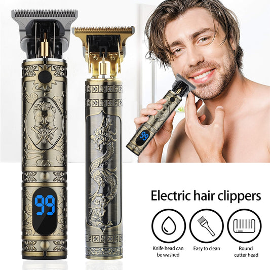 Hot Sale Vintage T9 0MM Hair Cutting Machine trimmer Cordless Hair finishing Beard Clipper for men Electric shaver Razors USB