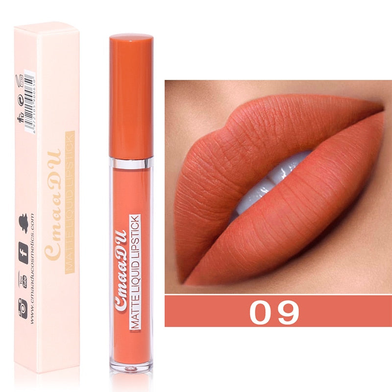 9Colors Matte Liquid Lipsticks Waterproof Ultra Velvet Lip Stick Pigment Sexy Red Nude Long Lasting Lip Gloss Makeup