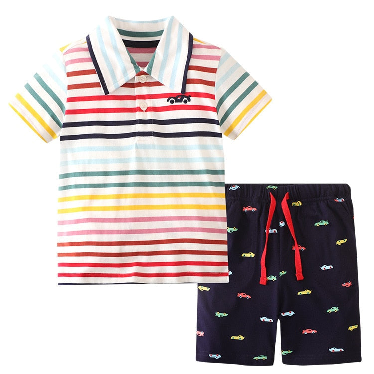 Summer 2022 New Children&#39;s Suit Boys&#39; Short Sleeve T-shirt + Shorts Two-piece Set Summer kids clothing Cotton Children&#39;s Clothes