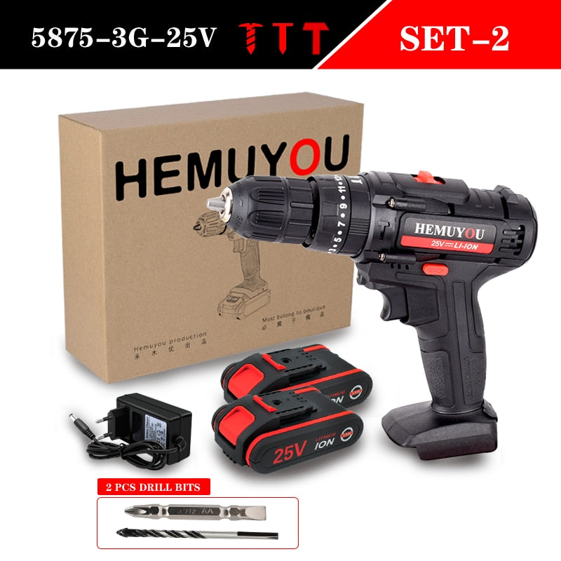 Cordless electric screwdriver mini electric drill cordless lithium ion battery 21v25V variable speed torque power tool