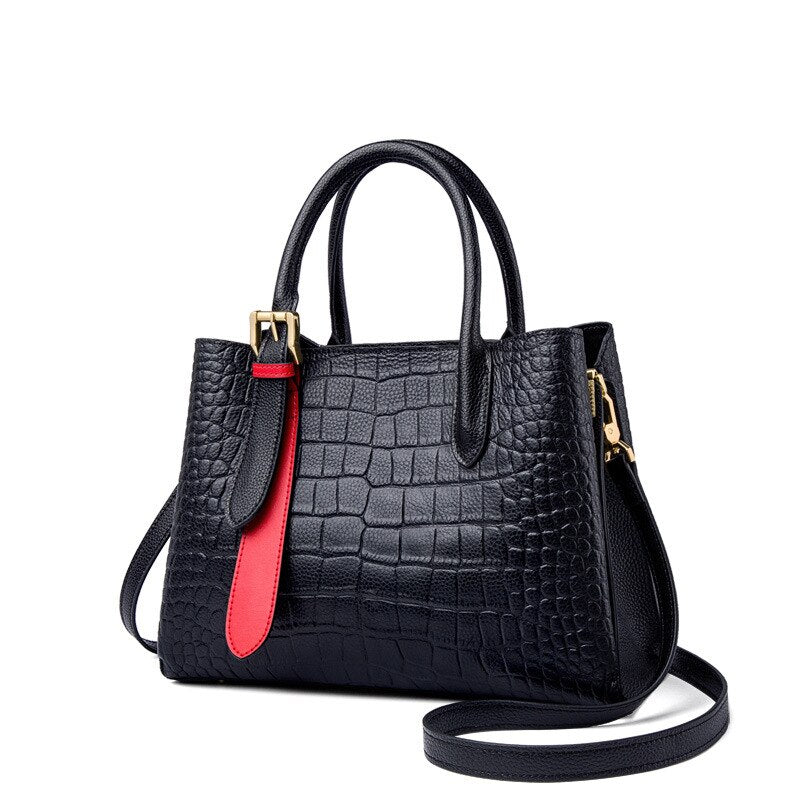 MS Fashion Designer Bag Women&#39;s Crocodile Pattern Luxury Genuine Leather Capacity Female Casual Travel Tote Handbags  2022 New