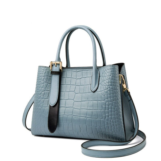 MS Fashion Designer Bag Women&#39;s Crocodile Pattern Luxury Genuine Leather Capacity Female Casual Travel Tote Handbags  2022 New