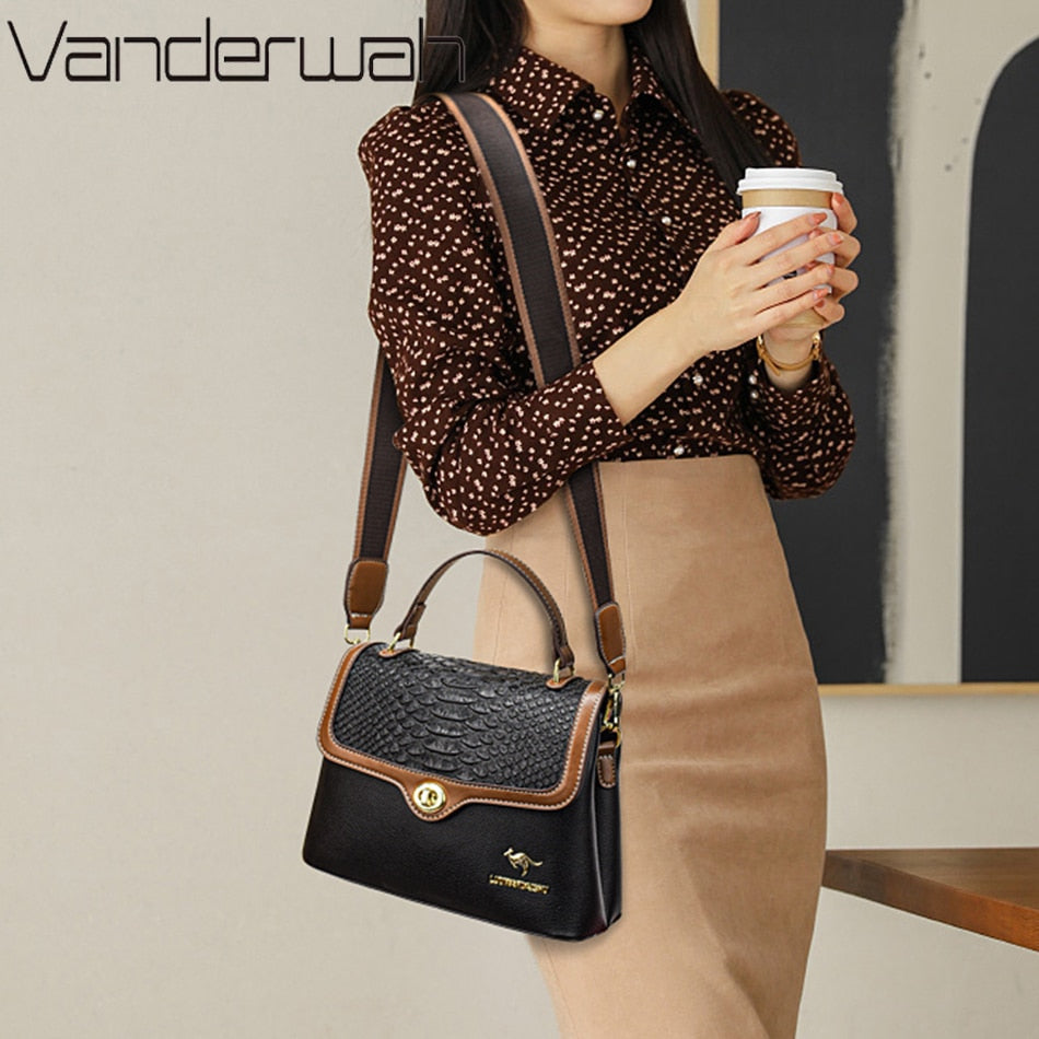 Elegant Women&#39;s Handbags High Quality Leather Totes Bag Female Top-Handle Sac Crossbody Shoulder Bag Hand Bag Bolsa 2 Layers