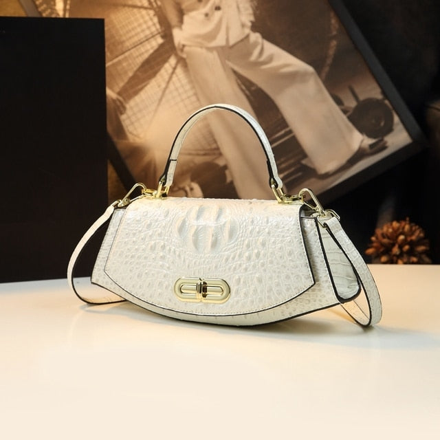 Luxury Fashion Genuine Leather Women Bag Crocodile Pattern 2022 Ladies Handbag Crossbody Bag Commuter Design Shoulder Saddle Bag