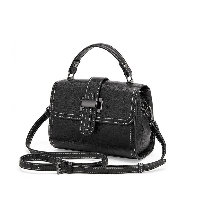 Casual Women Bags Genuine Leather Messenger Bag Cow Leather All-match Single Shoulder Hand-held Square Handbag High Quality