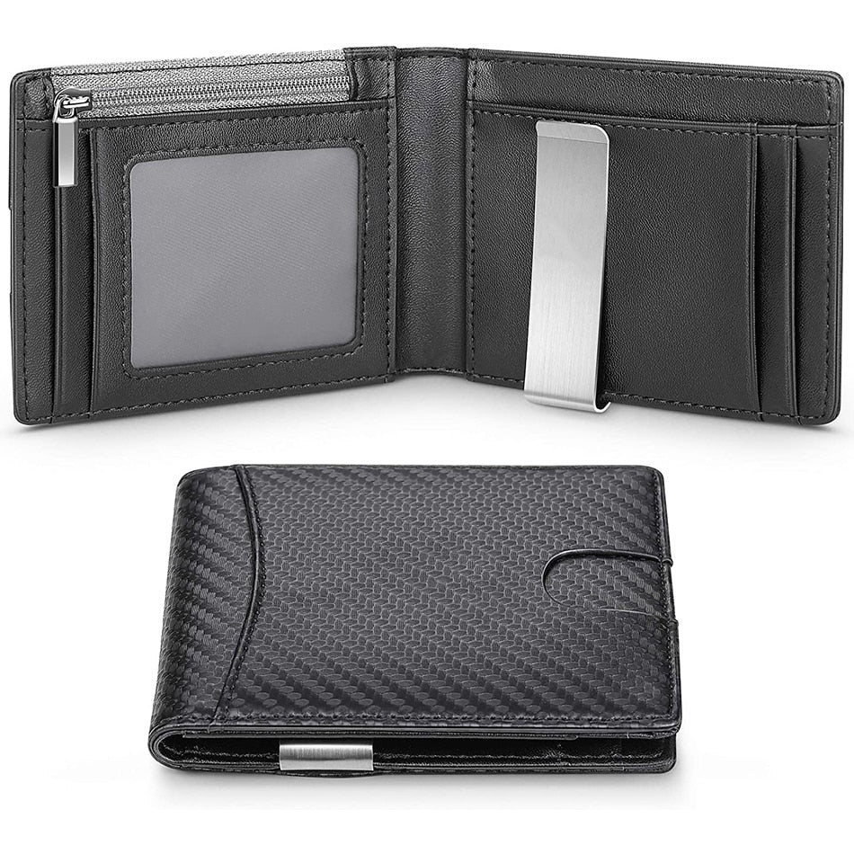 DIENQI Carbon Fiber Rfid Men Wallets Money Bag Slim Thin Card Man Wallet Luxury Male Small Short Purse Bi-fold Vallet Billfold
