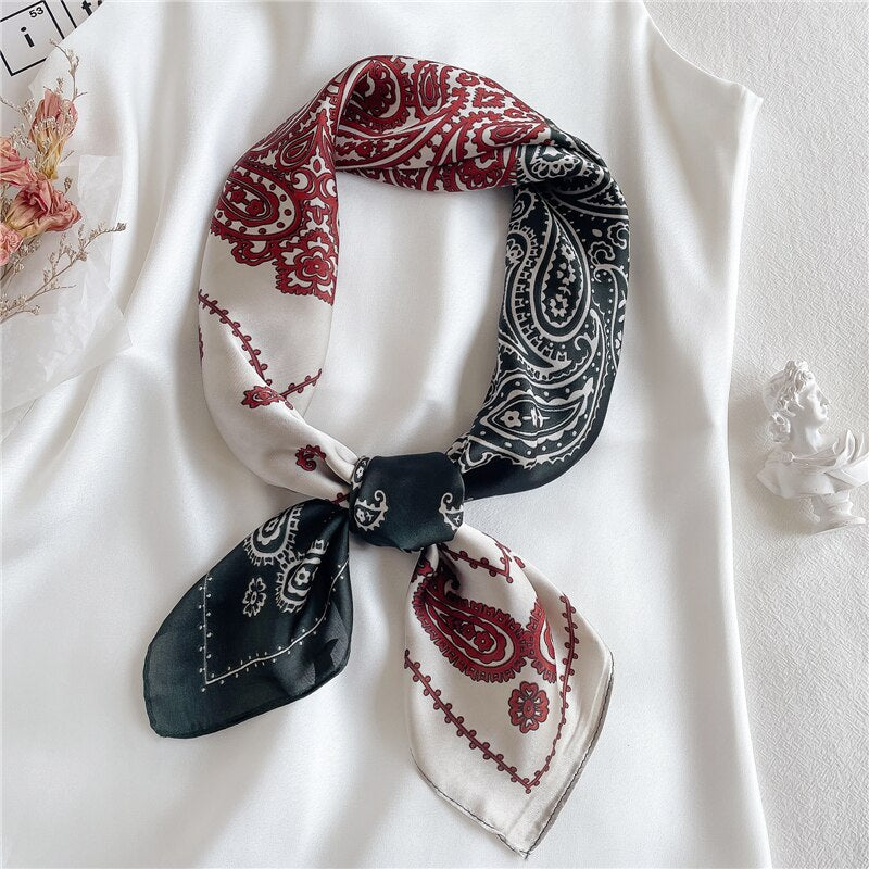 Design Silk Feeling Square Scarf Women Luxury 70cm Shawl Wraps Female Hair Hand  Wrist Foulard Headkerchief Hijab Bandana New