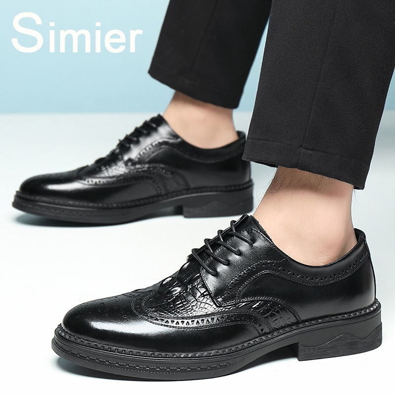 Fashion Men&#39;s oxfords shoes lace up brogue Luxury Tassels Formal Men Dress Office Wedding party Shoes Men Leather Shoes men