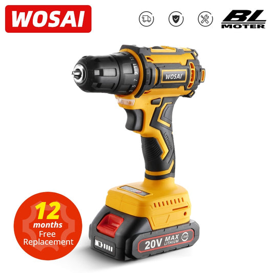 WOSAI 20V Brushless Electric Drill 50NM Cordless Screwdriver Lithium-Ion Battery Mini Electric Power Screwdriver MT-Series Tools