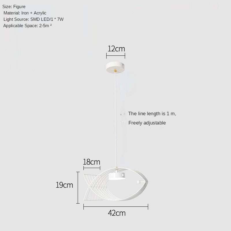 American Fish Shaped Pendant Lights Modern Bedroom Kitchen Living Room Chandelier Dining Room Chandelier Hot Pot Restaurant Lamp