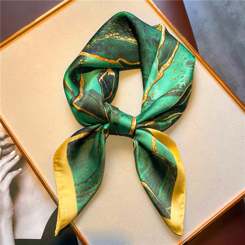 Design Silk Feeling Square Scarf Women Luxury 70cm Shawl Wraps Female Hair Hand  Wrist Foulard Headkerchief Hijab Bandana New