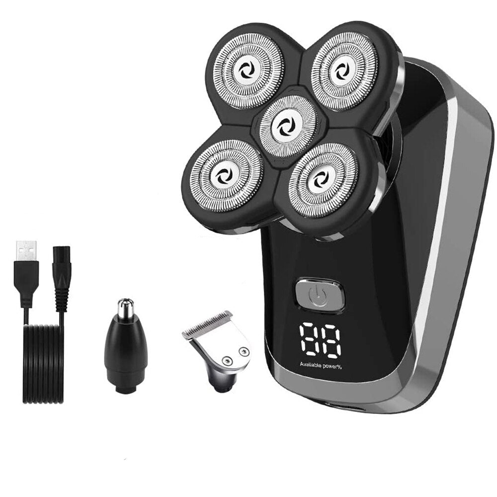 Hair Trimmer Clippers Cordless USB Rechargeable Electric Shaver for Men 6 in 1 Bald Head Rotary Grooming Kit with Beard Razors