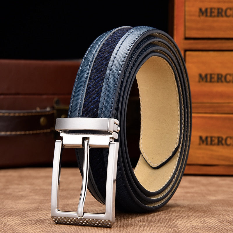 Leather Belt Mixed Canvas Male Strap High Quality Genuine Leather Luxury Pin Buckle Belts For Men Leisure New Fashion