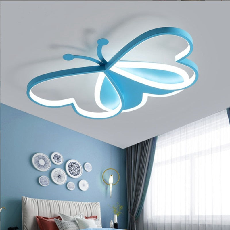 Creative Children&#39;s Bedroom Ceiling Lamp Beautiful Butterfly Daughter Room Smart Chandelier LED Interior Decoration Lamps