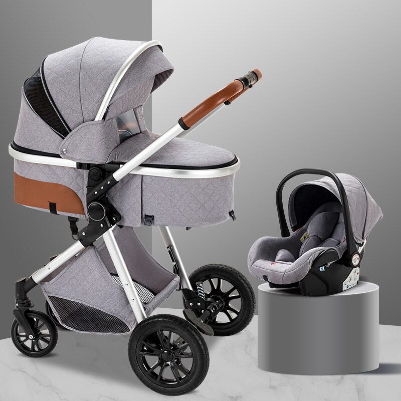 Multi-functional 3 in 1 Baby Stroller High landscape Can Sit Reclining Light Folding Two-way Eggshell design Baby Stroller