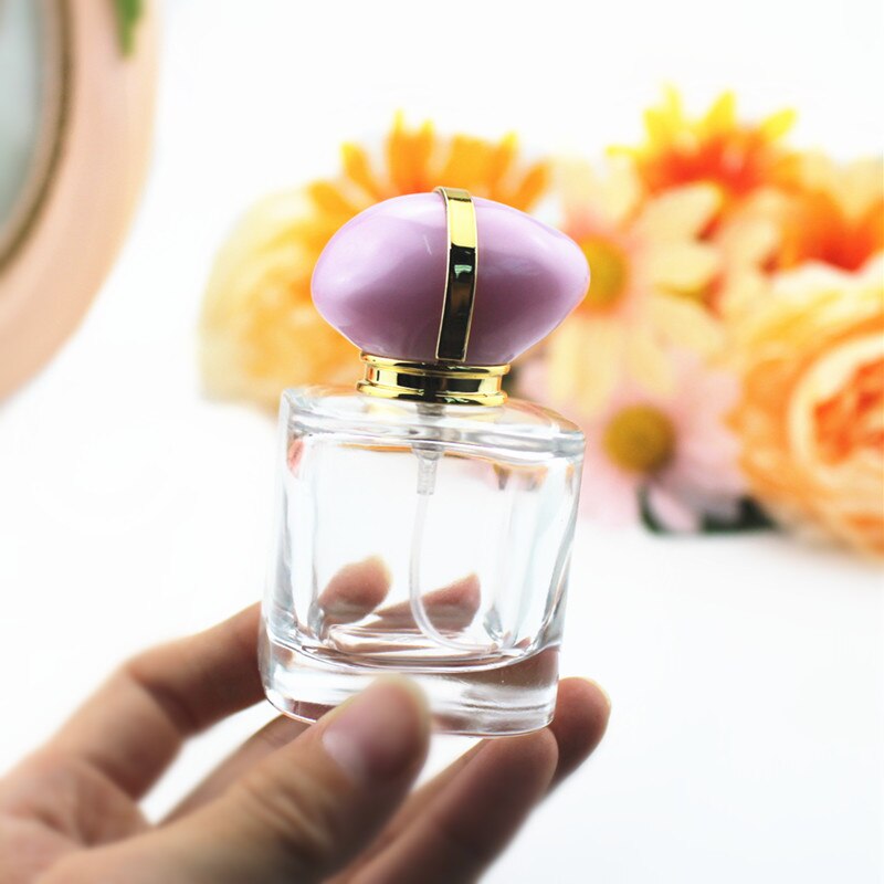 30ML Transparent Perfume Bottle Portable Spray Glass Bottle With Sapphire Cap  Cosmetic Container Travel Atomizer