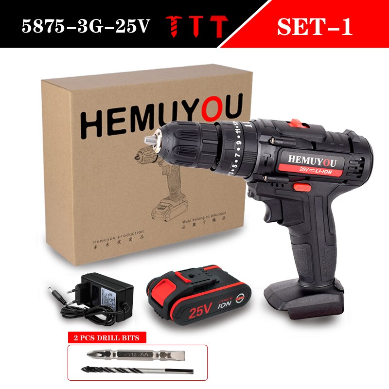 Cordless electric screwdriver mini electric drill cordless lithium ion battery 21v25V variable speed torque power tool