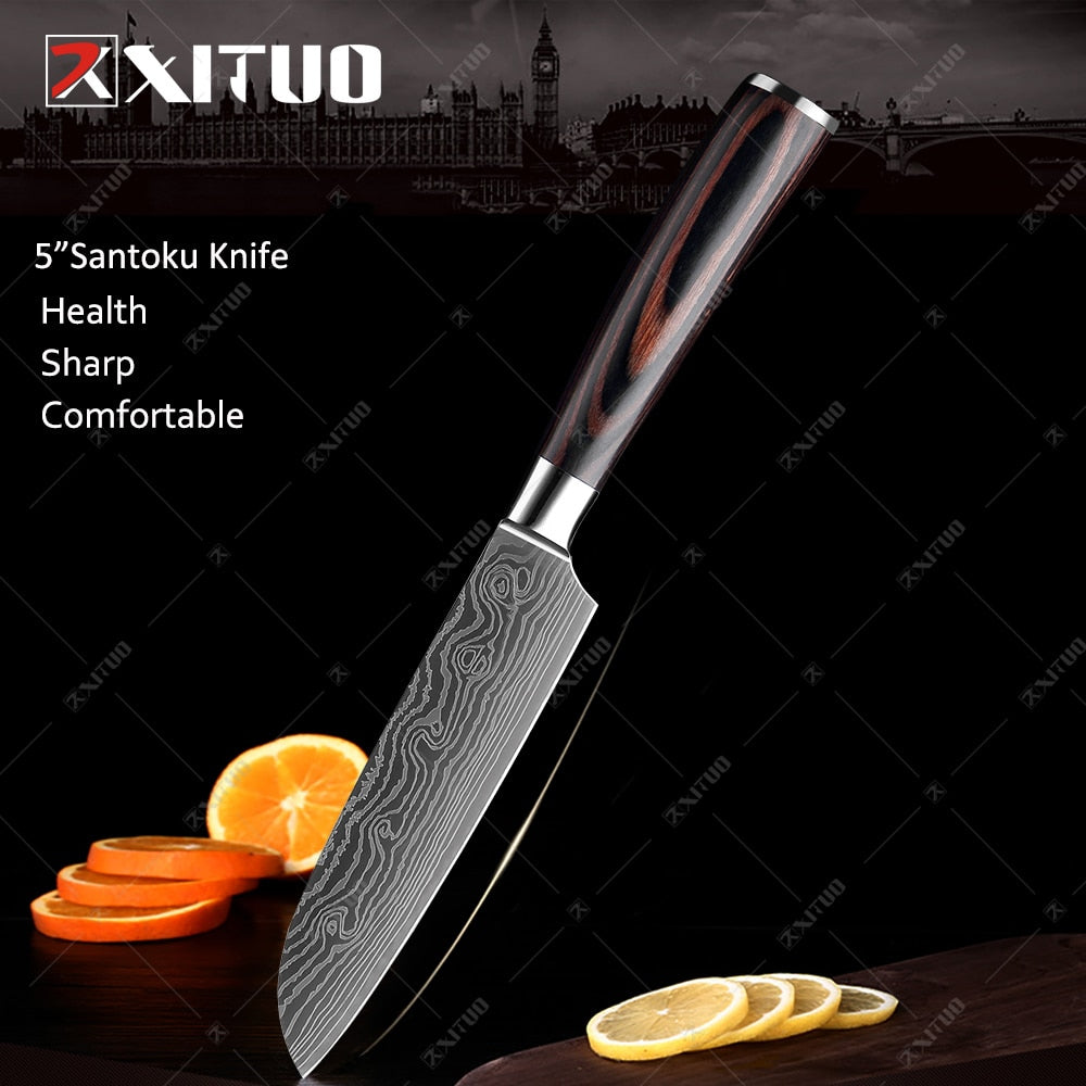 XITUO Kitchen Knives set 1-10PCS Chef knife High Carbon Stainless Steel Santoku knife Sharp Cleaver Slicing Knife Best Choice