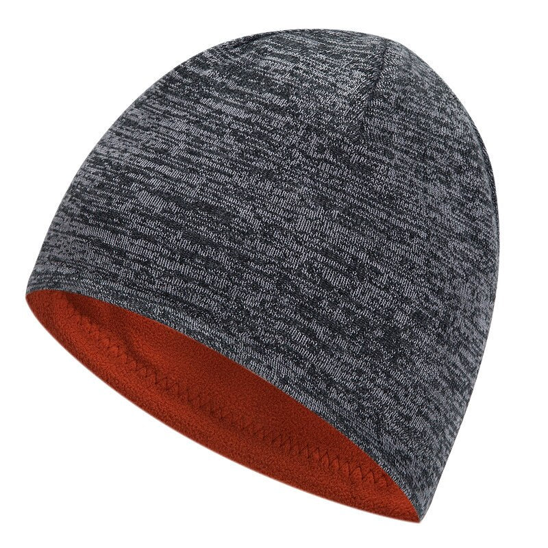 Men&#39;s trendy warm ski beanie hat women&#39;s new outdoor fashion double-sided wearable thick autumn and winter knitted pullover hat