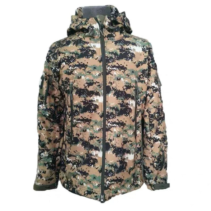 Military Shark Skin Soft Shell Jackets Men Tactical Windproof Waterproof Jacket Men Army Combat Jackets Mens Hooded Bomber Coats